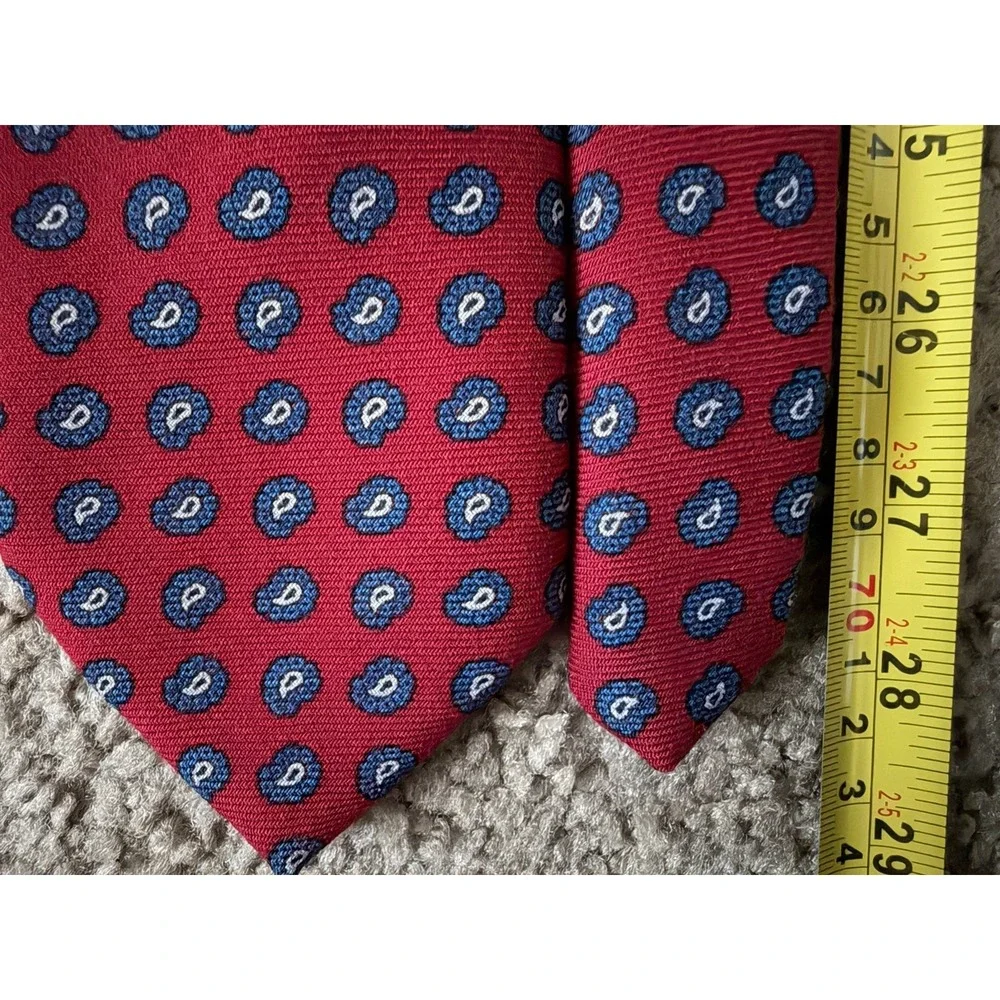 Brooks Brothers Neckwear Tie Red Blue Paisley AOP Pattern USA 100% Wool JBHS